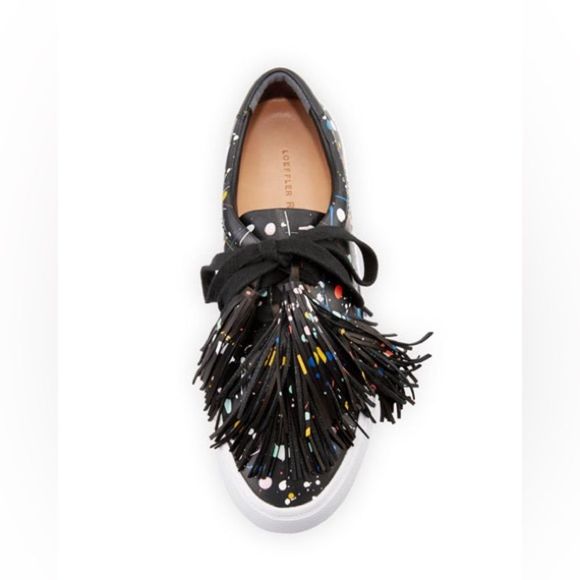 Loeffler Randall Logan Splatter-Print Tassel Sneakers - Picture 1 of 11